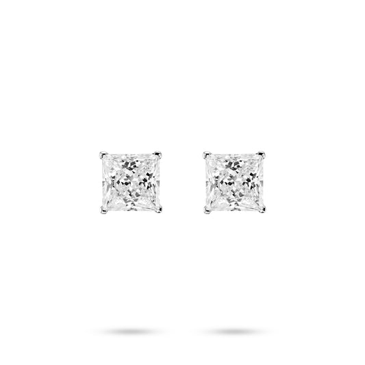 VAMERAY #3303 6.5 Carat In Each Princess Cut Solitaire Stud Earrings