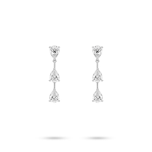 VAMERAY #3432 4 Carat In Each Graduated Pear Cut Linear Prong-Set Dangle Earrings