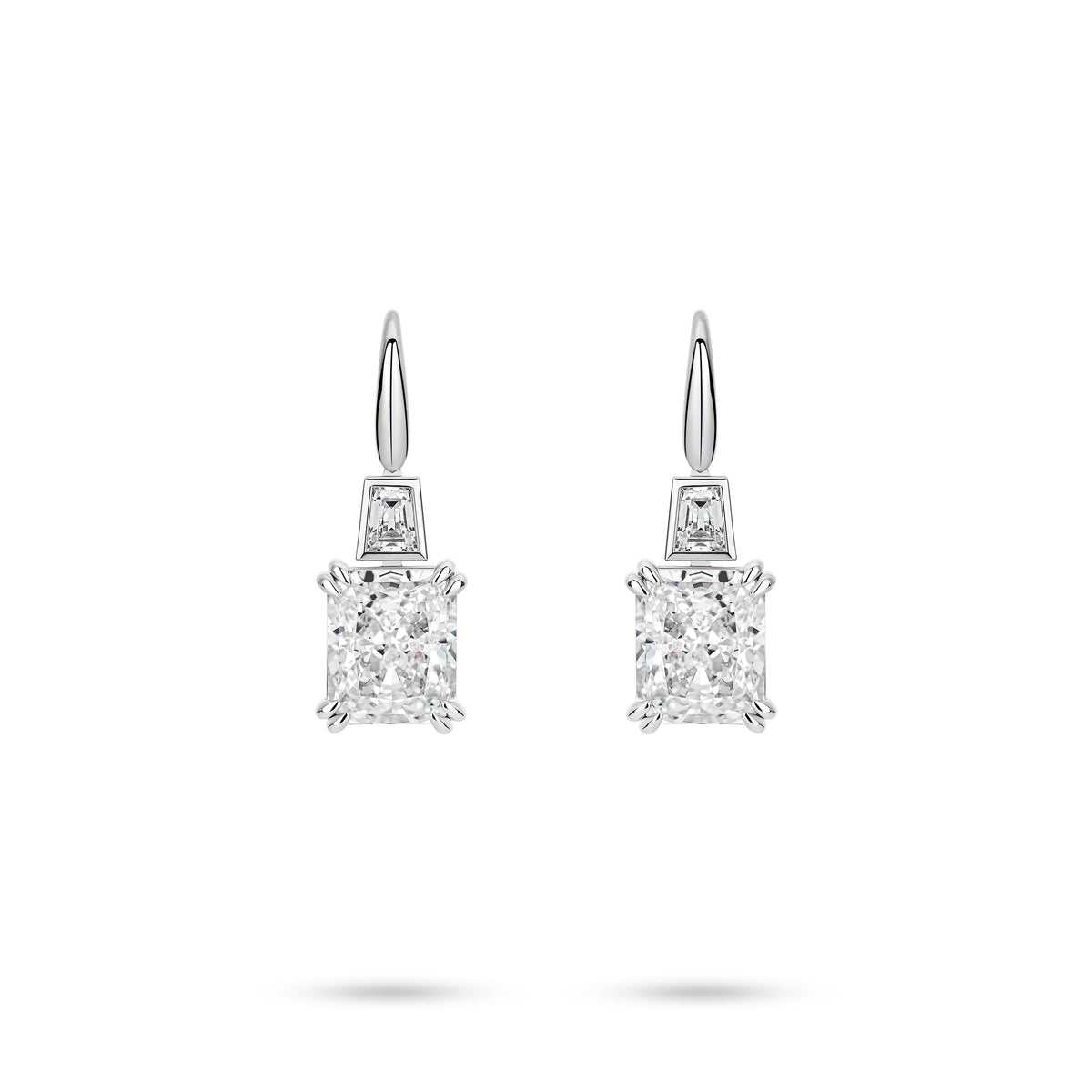 VAMERAY #3434 7 Carat In Each Accent Radiant Cut Prong-Set Drop Earrings