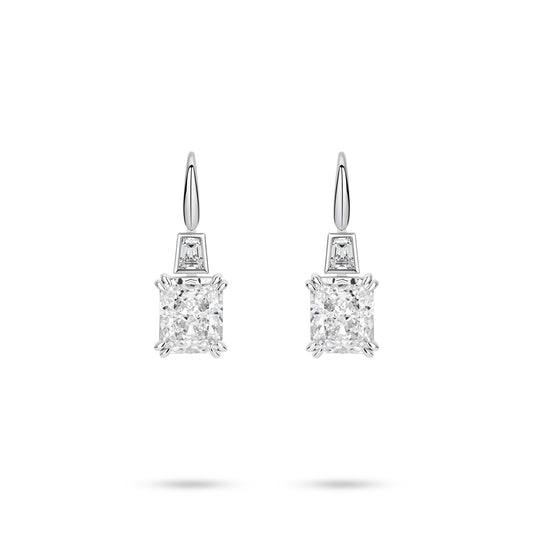 VAMERAY #3434 7 Carat In Each Accent Radiant Cut Prong-Set Drop Earrings