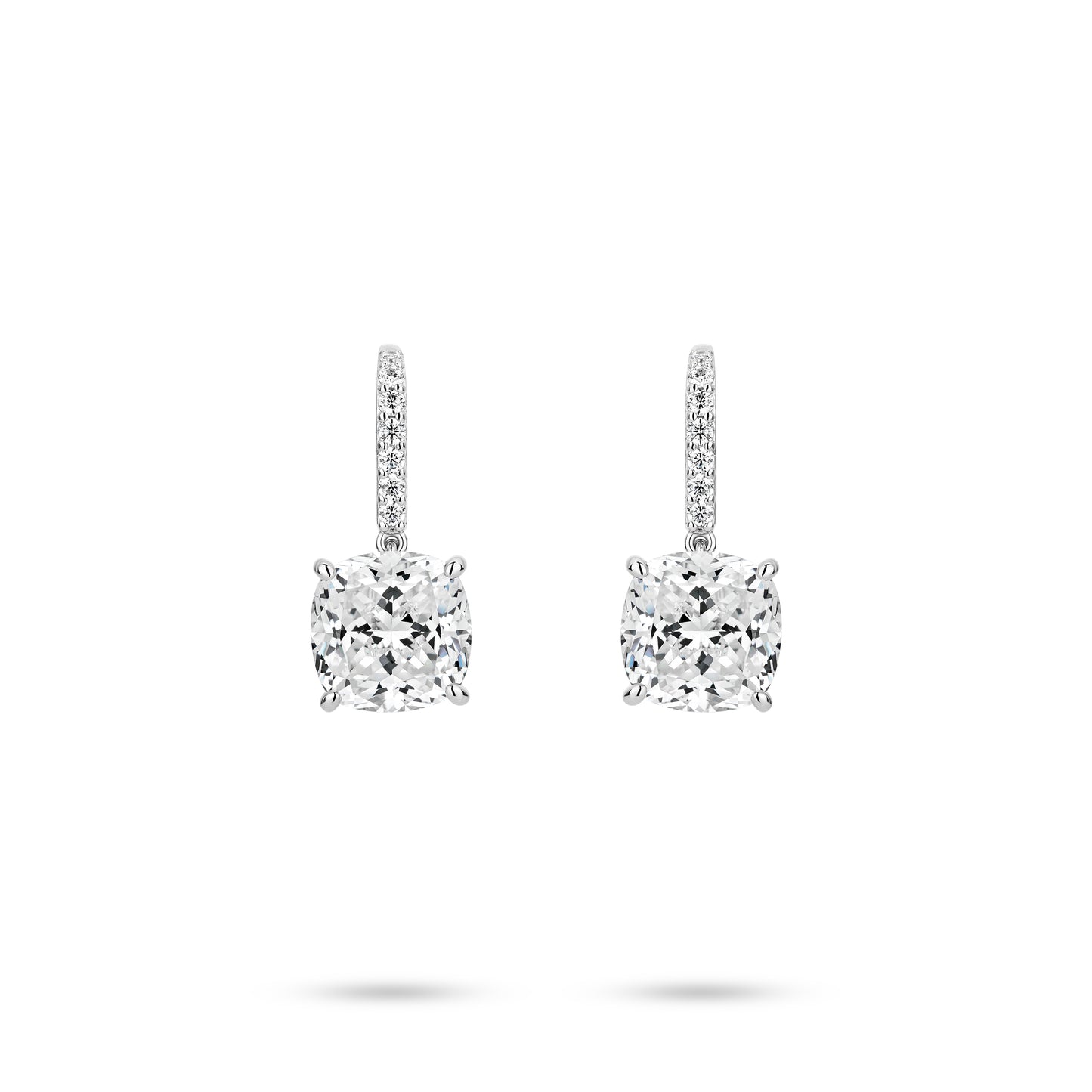 VAMERAY #4103 13 Carat In Each Solitaire Cushion Cut Pave Accent Drop Earrings