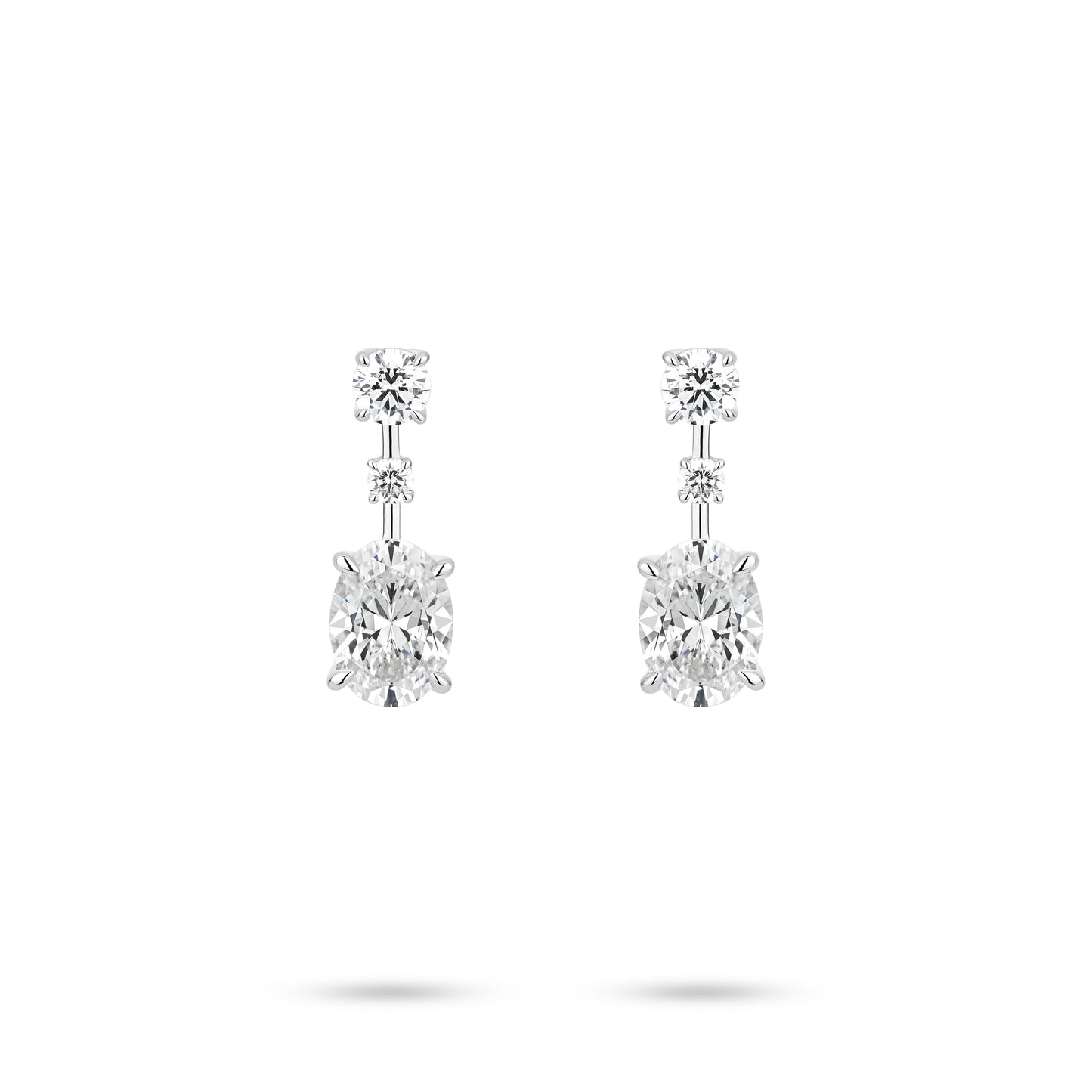 VAMERAY #4800 5 Carat In Each Center Oval Cut Round Accent Prong-Set Earring