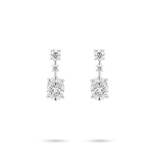 VAMERAY #4800 5 Carat In Each Center Oval Cut Round Accent Prong-Set Earring