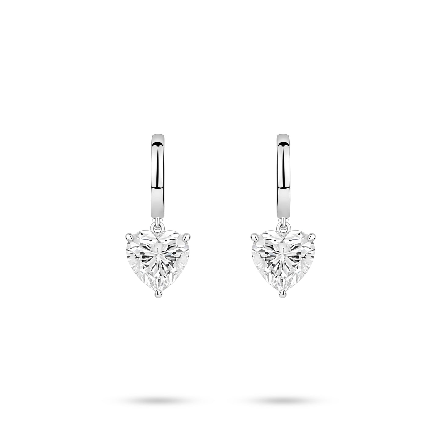VAMERAY #4801 3.5 Carat In Each Heart Cut Solitaire Prong-Set Drop Huggie Earrings