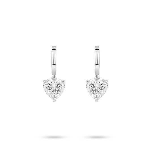 VAMERAY #4801 3.5 Carat In Each Heart Cut Solitaire Prong-Set Drop Huggie Earrings