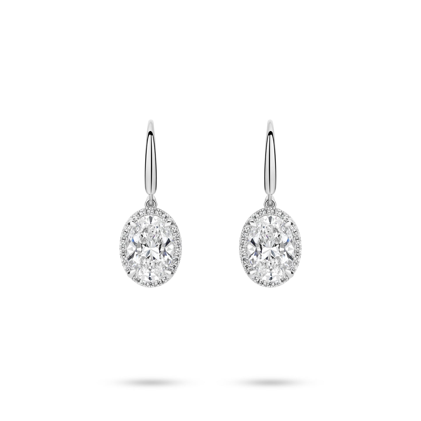 VAMERAY #4806 6 Carat In Each Oval Cut Halo Prong-Set Drop Earrings