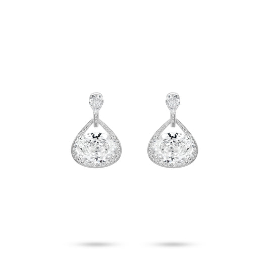 VAMERAY #4902 8 Carat In Each Horizontal Oval Cut Halo Pave Prong-Set Drop Earrings