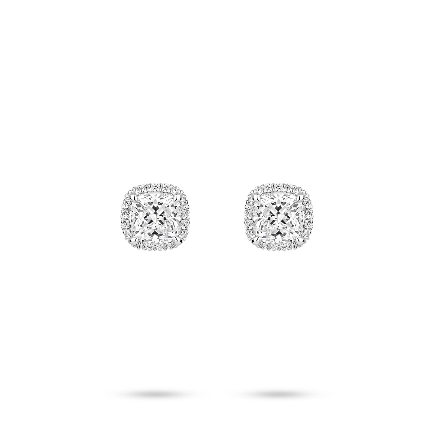 VAMERAY #4904 4 Carat In Each Halo Cushion Cut Accent Prong-Set Stud Earrings