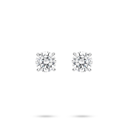 VAMERAY #4915 5 Carat In Each Round Brilliant Cut Solitaire Four-Prong Stud Earrings