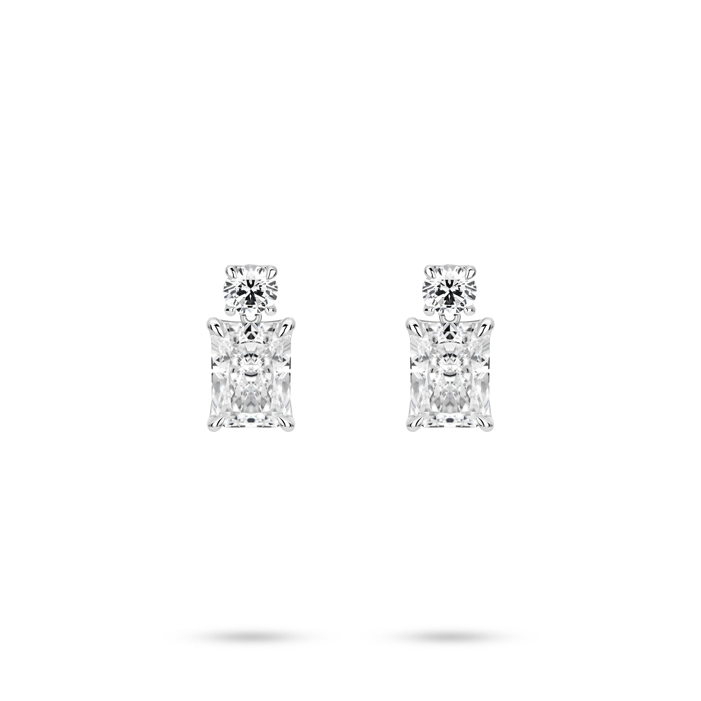 VAMERAY #6127 6 Carat In Each Radiant Cut Round Brilliant Stud Earrings