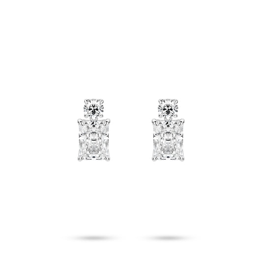 VAMERAY #6127 6 Carat In Each Radiant Cut Round Brilliant Stud Earrings