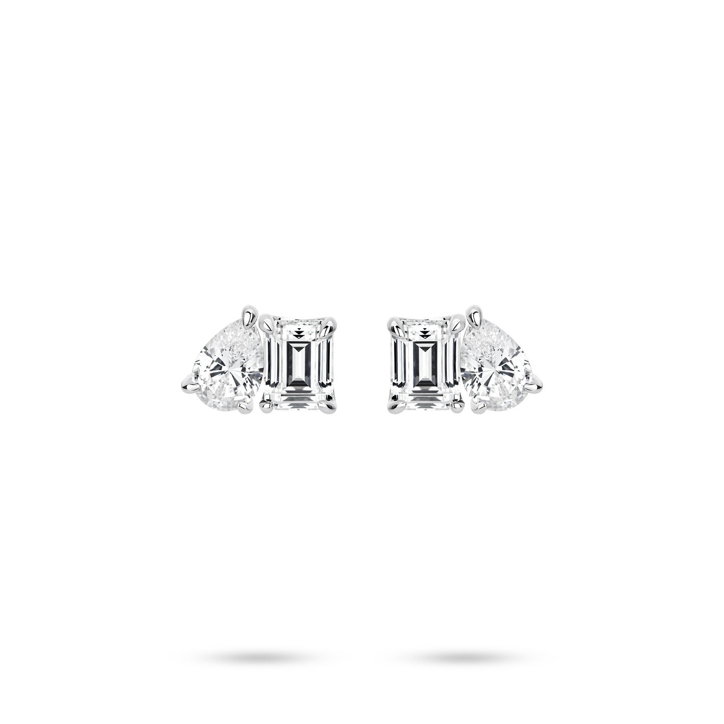 VAMERAY #4804 4.5 Carat In Each Three-Stone Oval Cut Prong-Set Stud Earrings