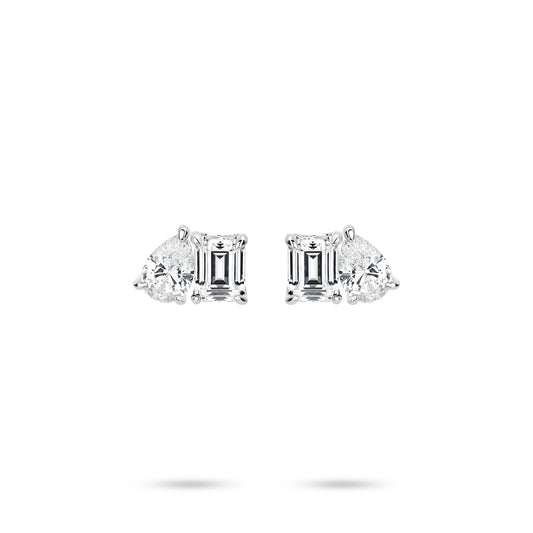 VAMERAY #4804 4.5 Carat In Each Three-Stone Oval Cut Prong-Set Stud Earrings