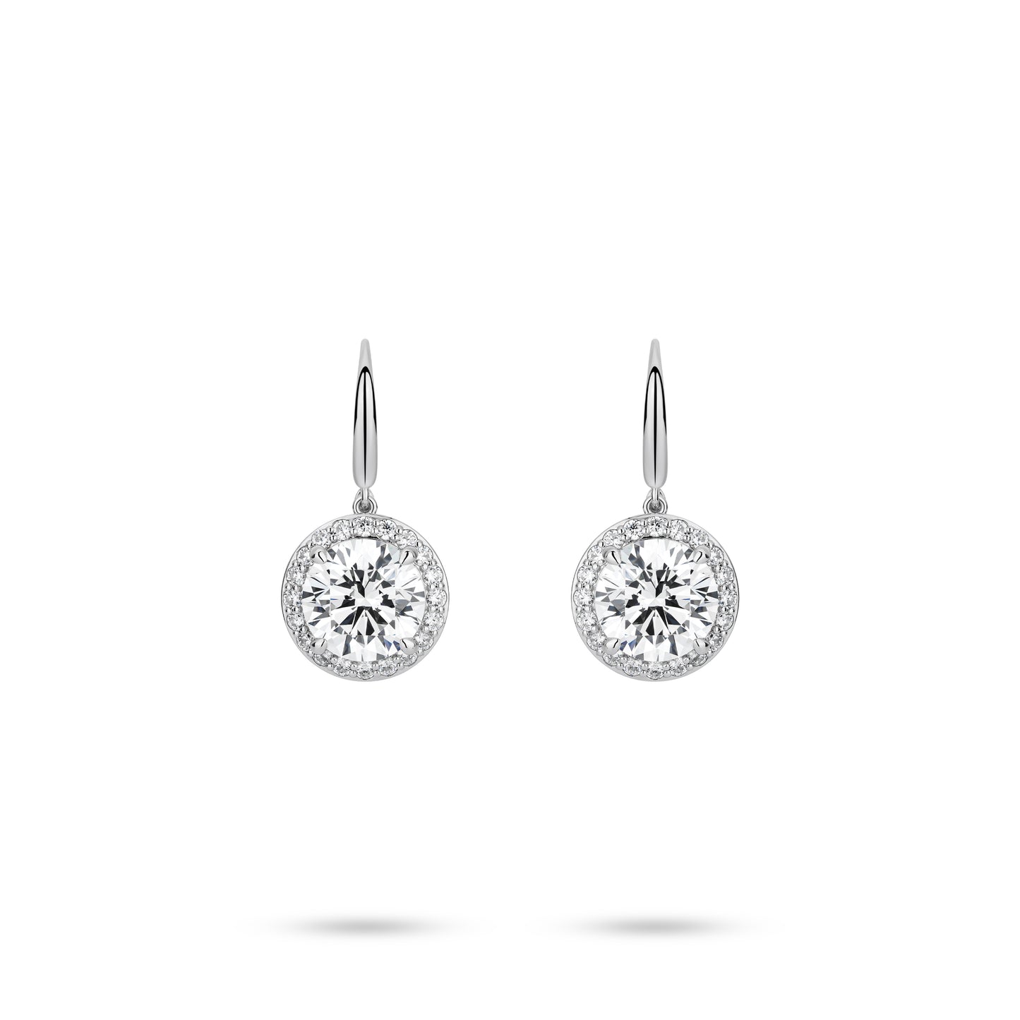 VAMERAY #6166 9 Carat In Each Halo Round Brilliant Pave Accent Drop Earrings