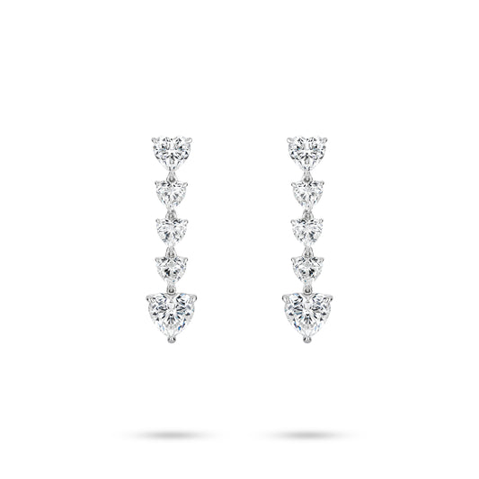 VAMERAY #6175 8 Carat In Each Graduated Five-Stone Heart Cut Drop Earrings