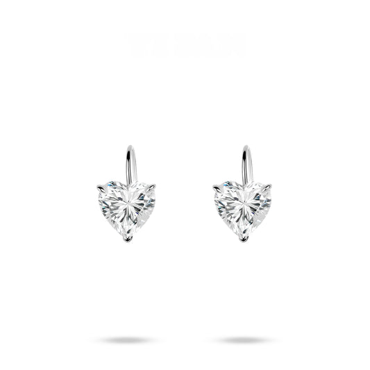 Eco Diamond Wedding Collection:VAMERAY 8 Carat In Each Heart Cut Three-Prong Hook Drop Earrings #6223