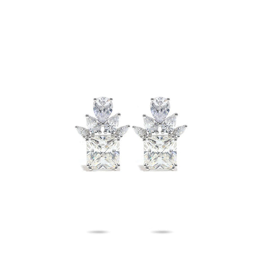 Lab Created Gemstones White Princess-cut Earrings #3144 #03056