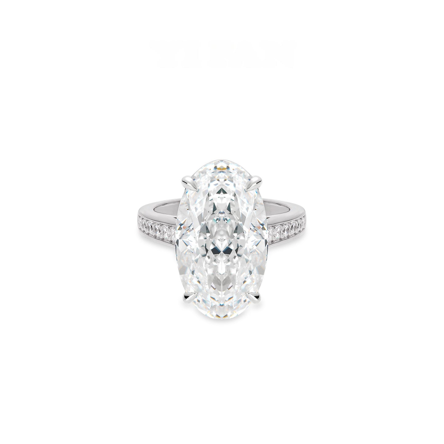 ECO Diamonds Micro-setting D color VAMERAY 21 Carat 4-Prong Oval White Ring#13125