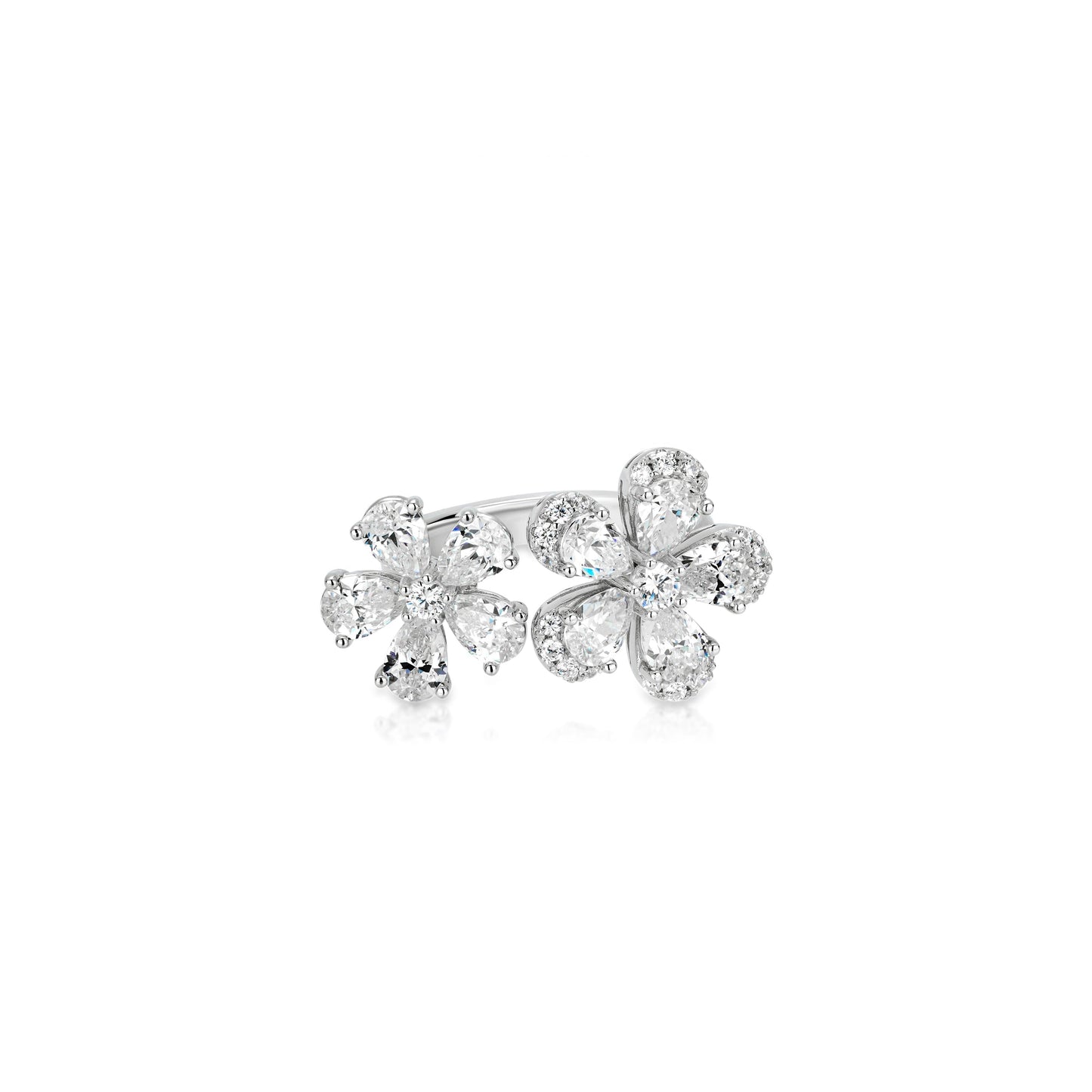 ECO Diamonds Wedding collection: VAMERAY Modern  The Spring Flower  6 Carat Pear Cut Pave Accent Open Ring #6323