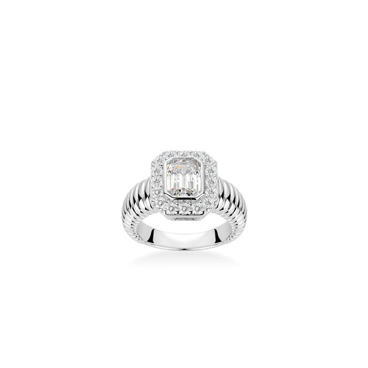Wedding collection: Classic Emerald-cut "Modern Rock" Ring