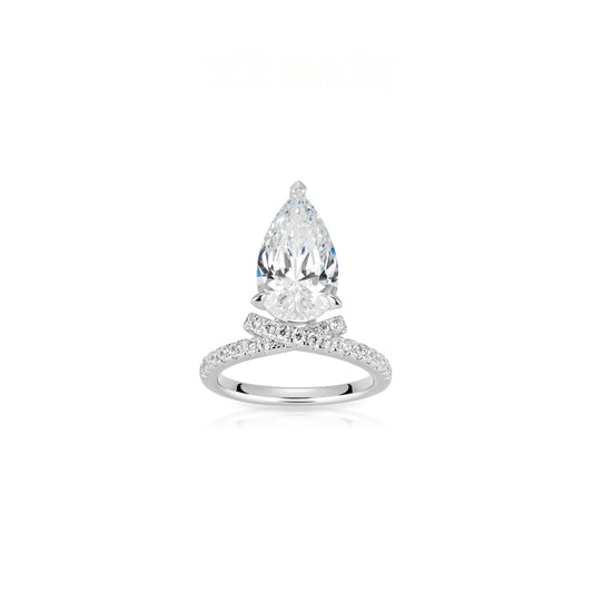 VAMERAY #31622 10 Carat Bypass Pear Cut Pave Accent Solitaire Ring