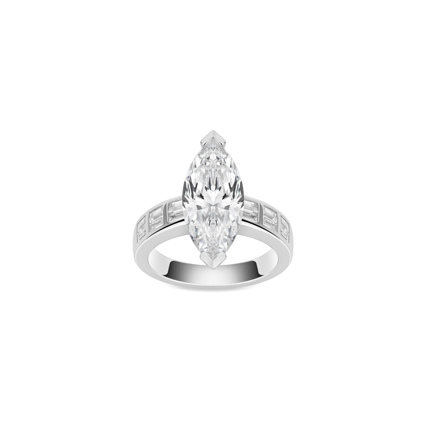VAMERAY #32553 8 Carat Seven-Stone Marquise Cut Baguette Channel-Set Ring