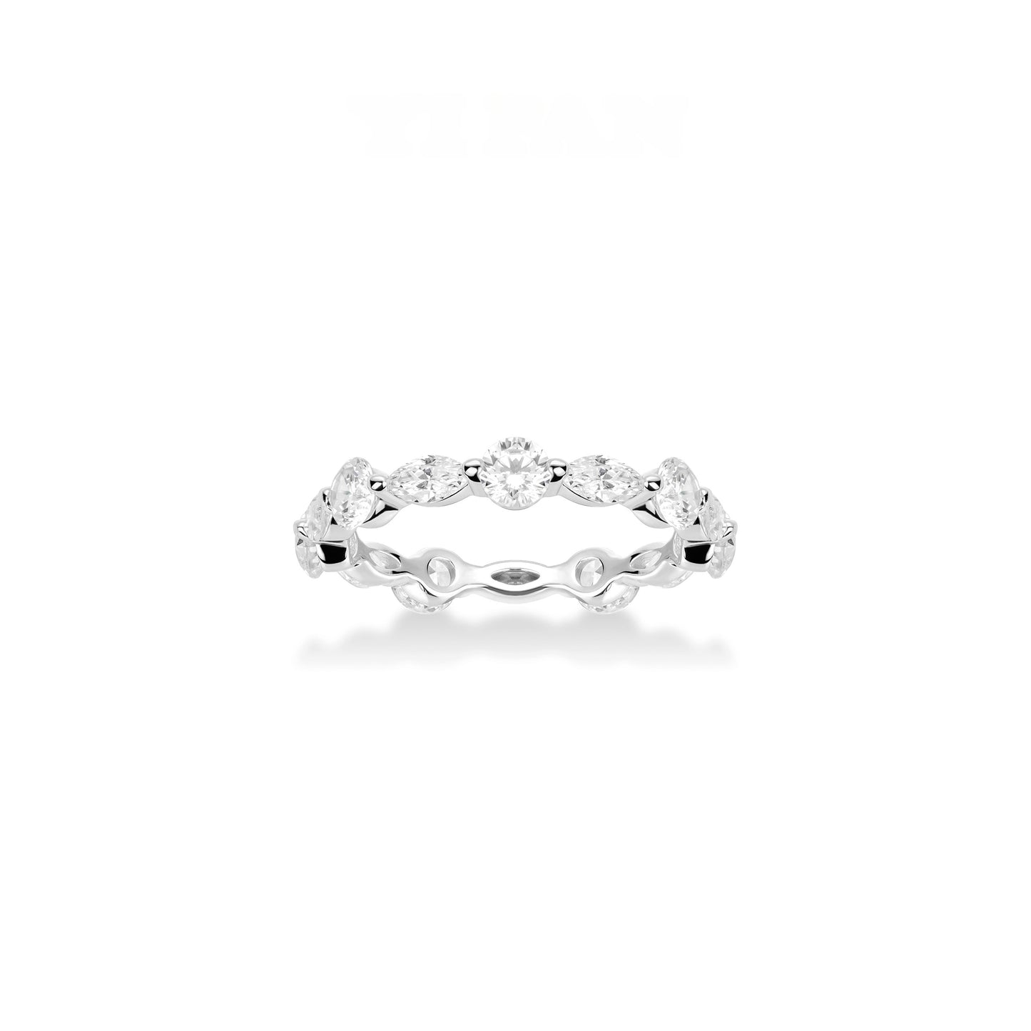 Wedding collection:VAMERAY #3264 5 Carat In Each Alternating Round Brilliant Marquise Cut Prong-Set Ring