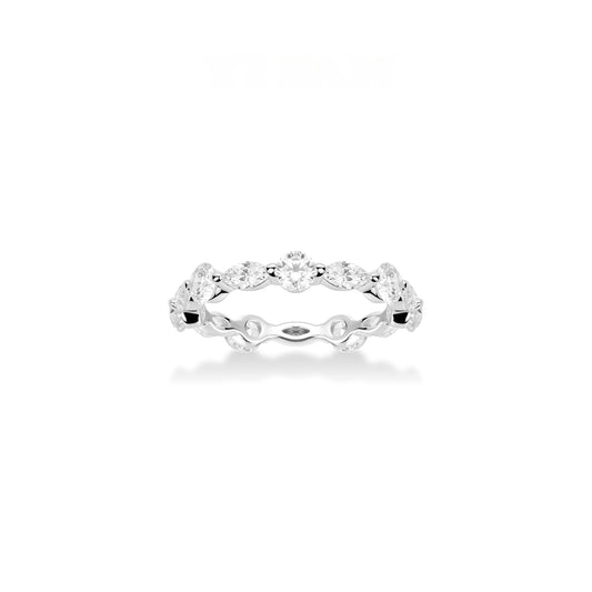 Wedding collection:VAMERAY #3264 5 Carat In Each Alternating Round Brilliant Marquise Cut Prong-Set Ring