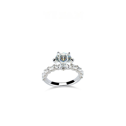 VAMERAY #32701 5 Carat Center Round Brilliant Prong-Set Accent Ring