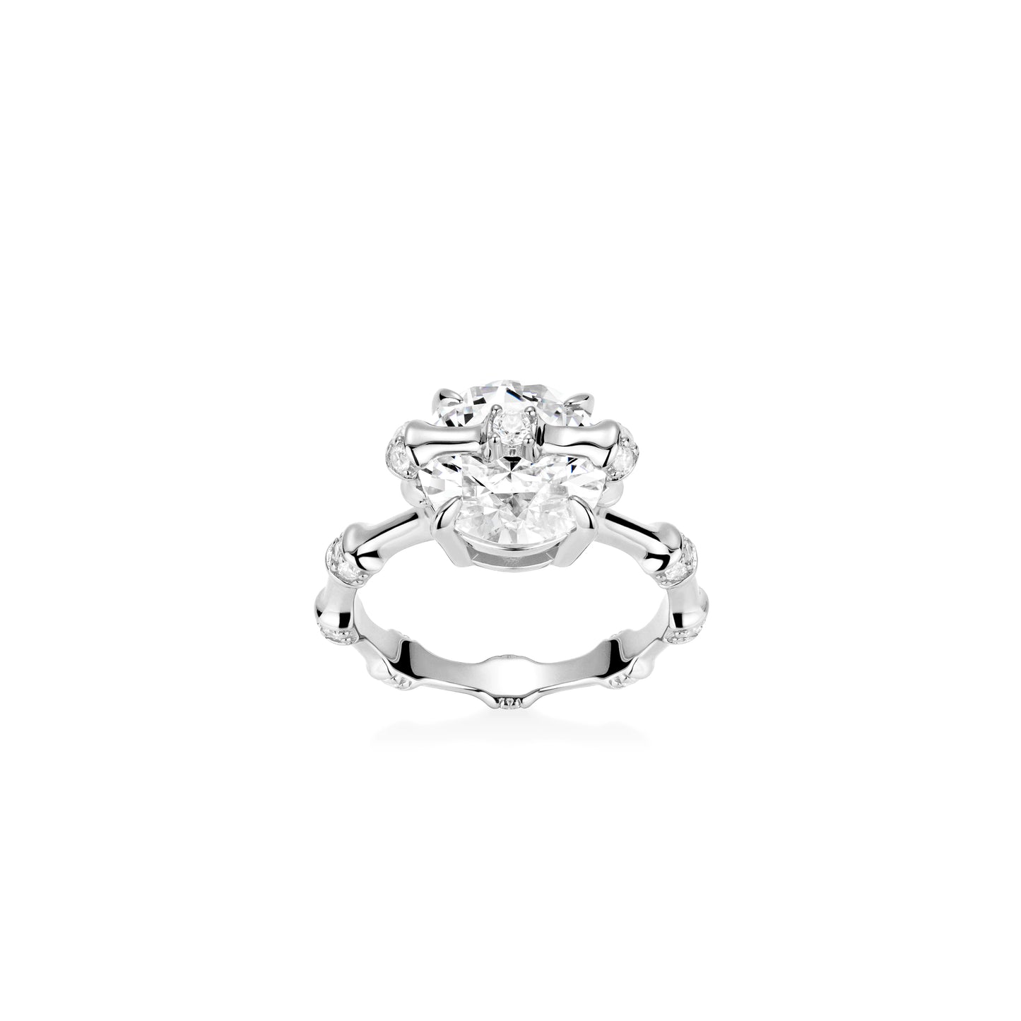 VAMERAY #33011 4 Carat Bamboo Round Brilliant Accent Solitaire Ring