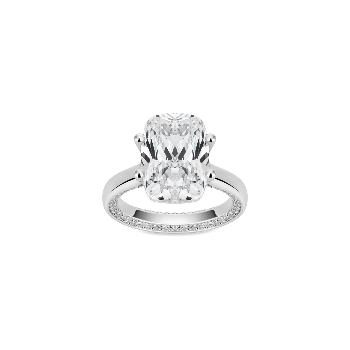 VAMERAY #40033 10 Carat Solitaire Cushion Cut Hidden Pave Accent Ring