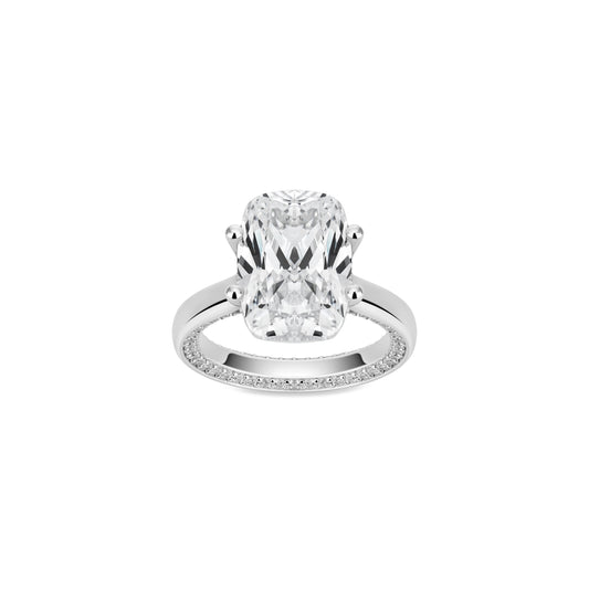 VAMERAY #40033 10 Carat Solitaire Cushion Cut Hidden Pave Accent Ring