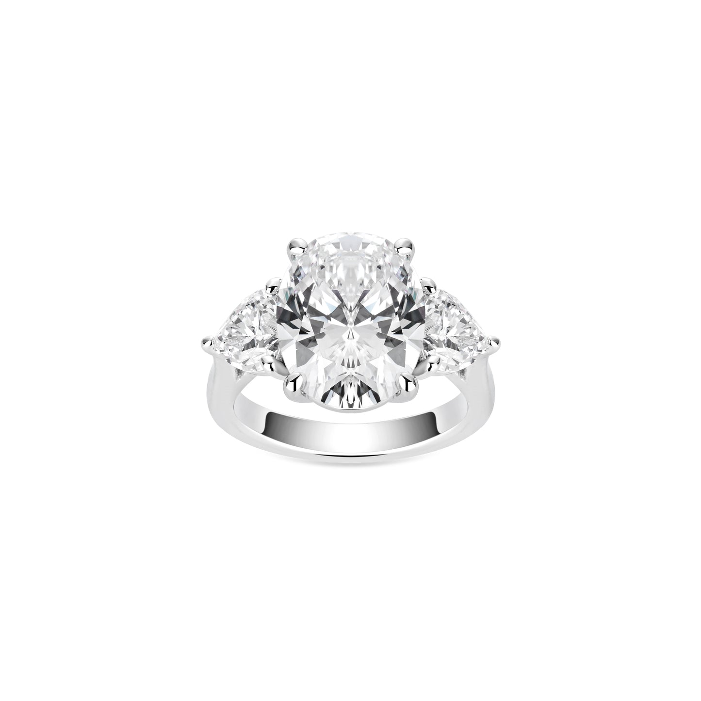 VAMERAY #41002 9 Carat Oval Cut Three-Stone Prong-Set Ring