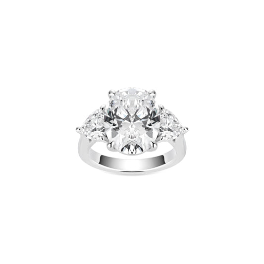 VAMERAY #41002 9 Carat Oval Cut Three-Stone Prong-Set Ring