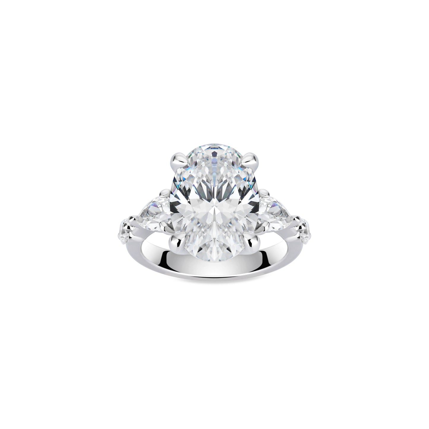 VAMERAY #48010 7 Carat Wing Design Oval Brilliant Solitaire Accent Ring