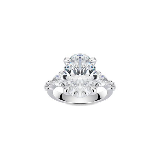 VAMERAY #48010 7 Carat Wing Design Oval Brilliant Solitaire Accent Ring