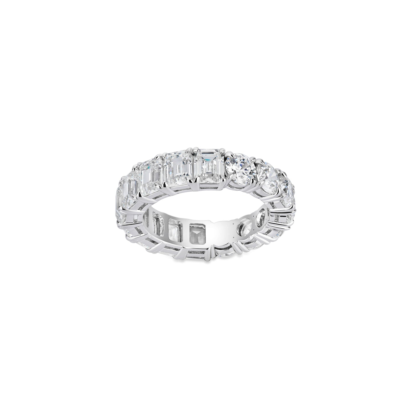 VAMERAY #48013 7 Carat Emerald Cut Round Brilliant Alternating Eternity Band Ring