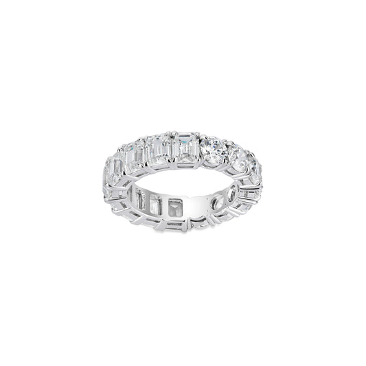 VAMERAY #48013 7 Carat Emerald Cut Round Brilliant Alternating Eternity Band Ring