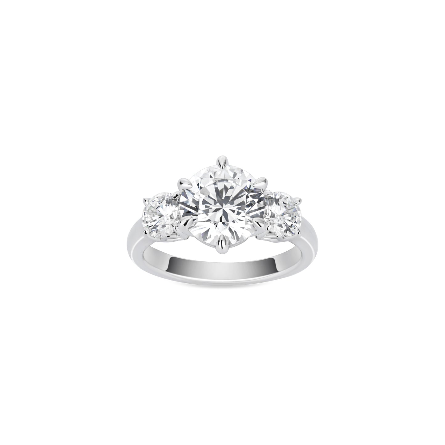 VAMERAY #49100 4 Carat Three-Stone Round Brilliant Prong-Set Ring