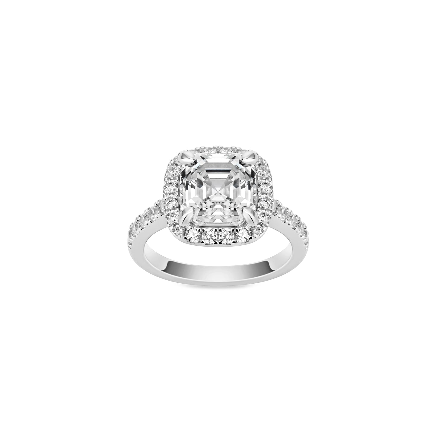 VAMERAY #49104 5 Carat Solitaire Asscher Cut Halo Pave Accent Ring