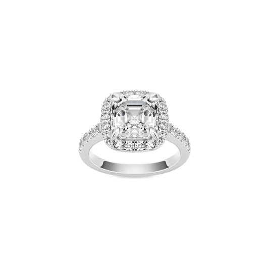 VAMERAY #49104 5 Carat Solitaire Asscher Cut Halo Pave Accent Ring