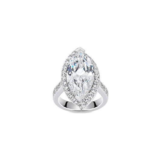 VAMERAY #49106 10 Carat Halo Pave Marquise Cut Statement Ring