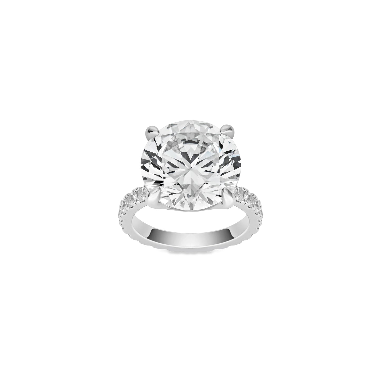 VAMERAY #49107 10 Carat Solitaire Round Brilliant Pave Accent Ring