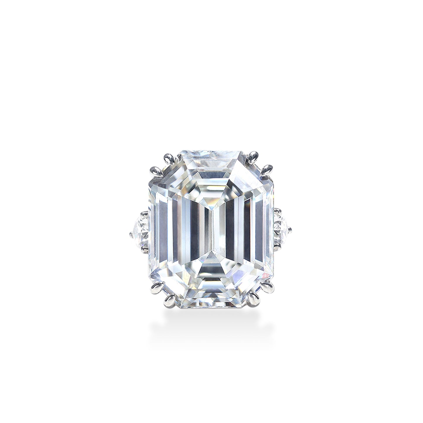 Micro-setting Emerald cut Lab created stones Dream of stars ring sterling silver. (50 carat)