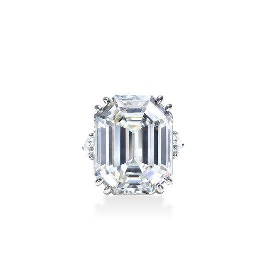 Micro-setting Emerald cut Lab created stones Dream of stars ring sterling silver. (50 carat)  #1132