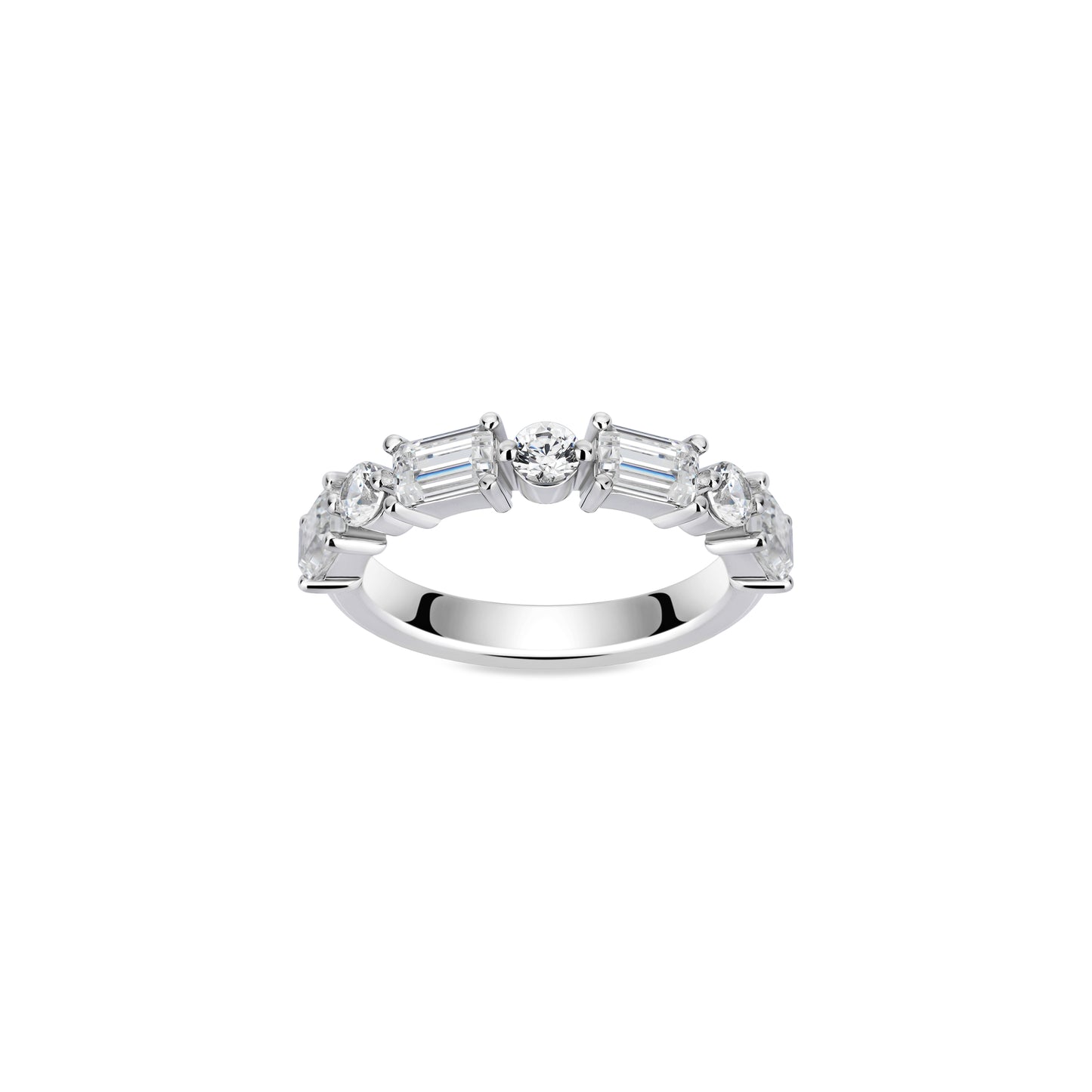 VAMERAY #6161 3 Carat Emerald Round Mixed Cut Curved Eternity Band Ring