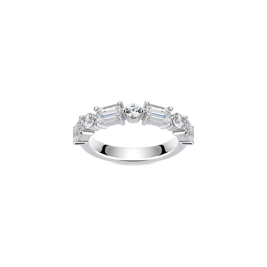 VAMERAY #6161 3 Carat Emerald Round Mixed Cut Curved Eternity Band Ring
