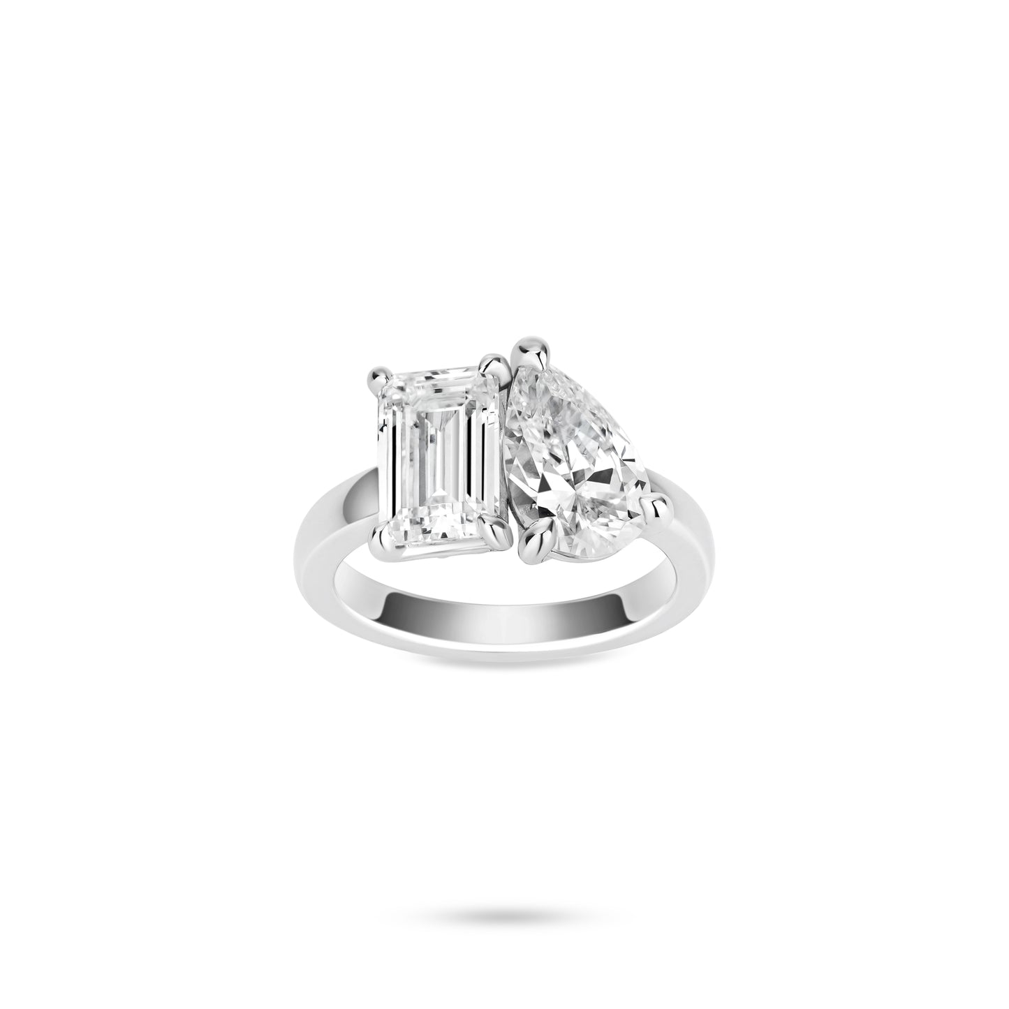 VAMERAY #6165 5 Carat Toi Et Moi Emerald Cut Pear Cut Ring