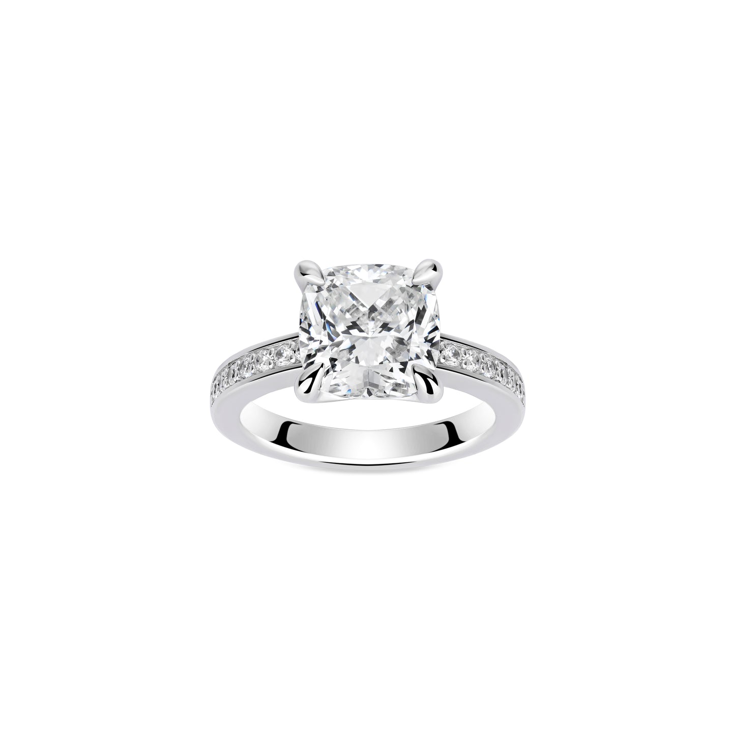 VAMERAY #6169 4 Carat Pave Accent Cushion Cut Solitaire Ring