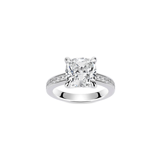VAMERAY #6169 4 Carat Pave Accent Cushion Cut Solitaire Ring